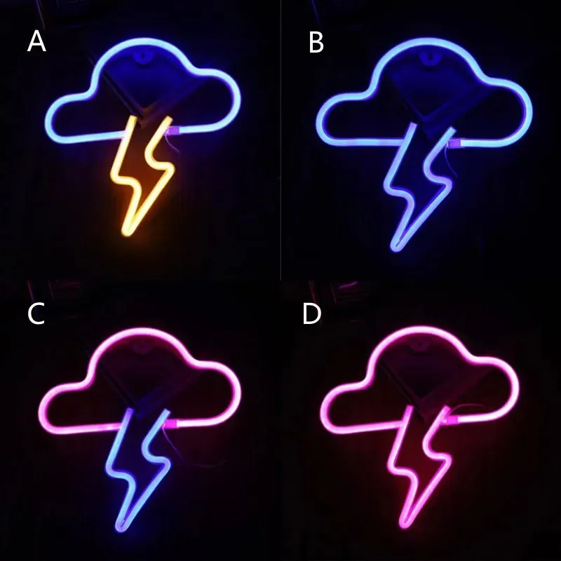 Lightning Cloud Led Neon Sign Light Art Wall Room Decor Neon Lights for Birthday Party Decorative Lamp Bedroom Night Light