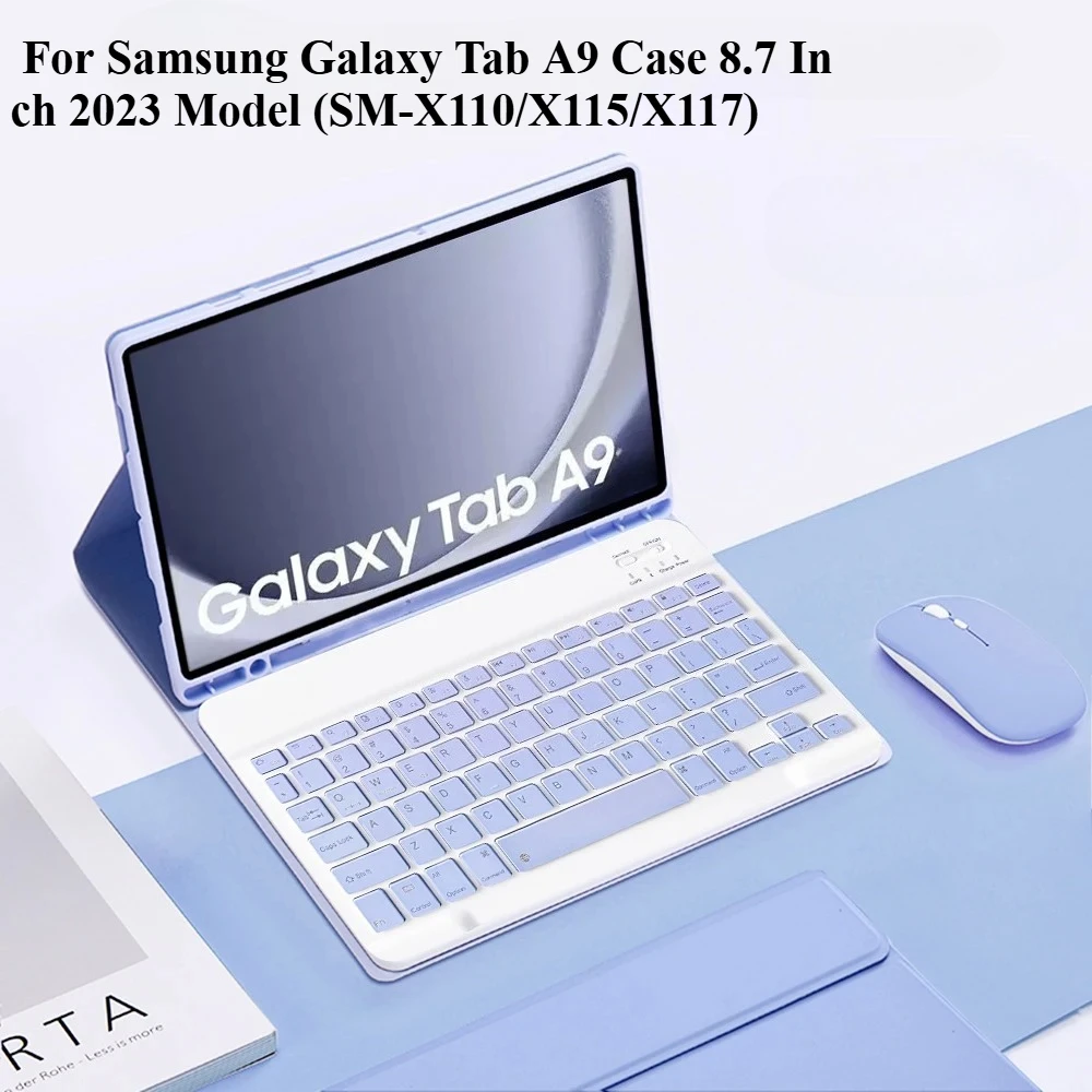 

Кожаный чехол с клавиатурой BT для Samsung Galaxy Tab A9 8,7 дюйма, 2023, съемный чехол с клавиатурой для планшета Samsung A9, 8,7 дюйма