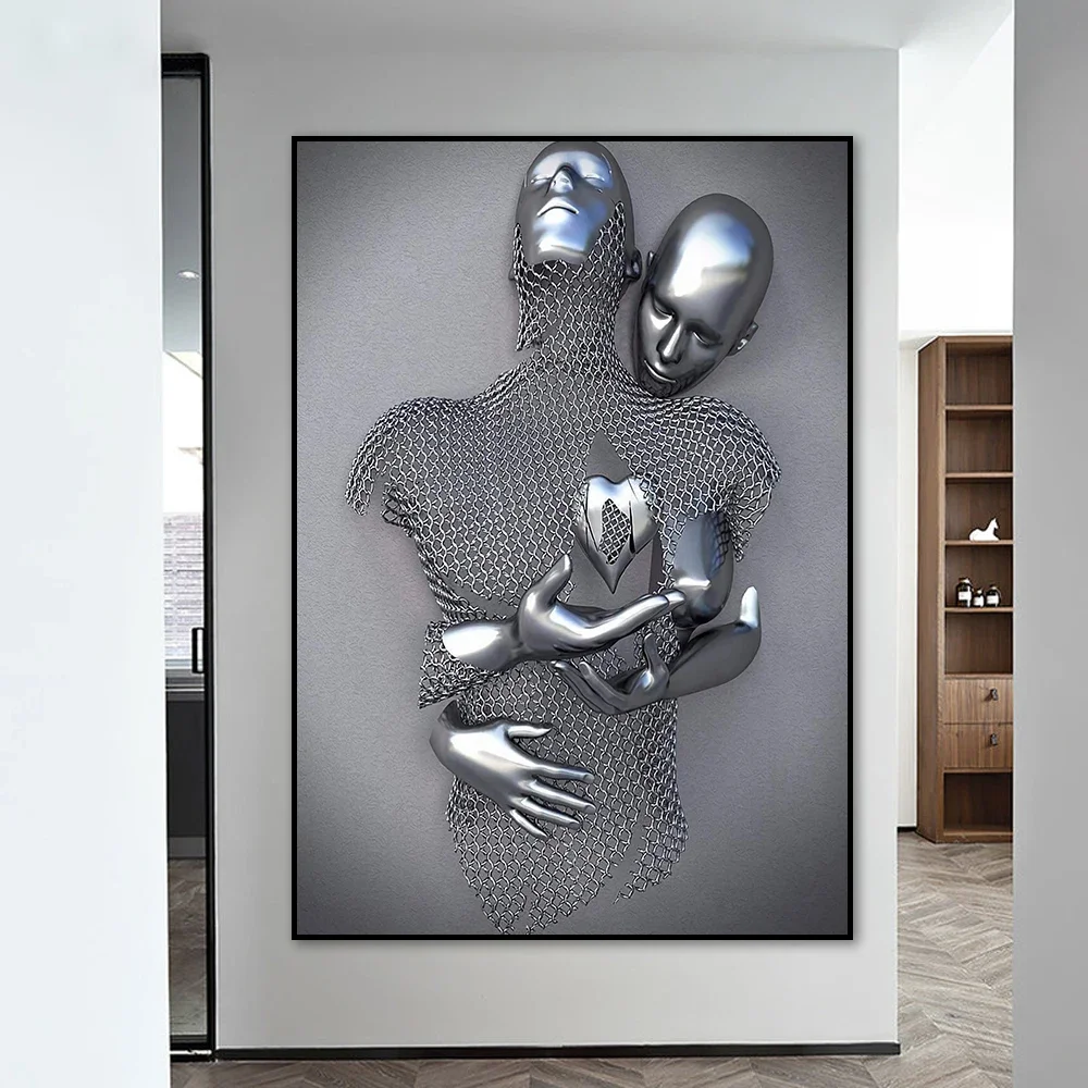 مجردة المعادن صورة الجدار ملصق فني زوجين الشمال البوب جدارية ديكور المنزل قماش اللوحة صورة طباعة غرفة المعيشة الديكور