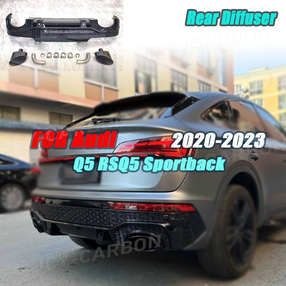 

PP Car Rear Bumper Body Kit Rear Diffuser Lip Spoiler Exhaust Tips Pipe For Audi Q5 RSQ5 Sportback 2020-2023 Car Bodykits
