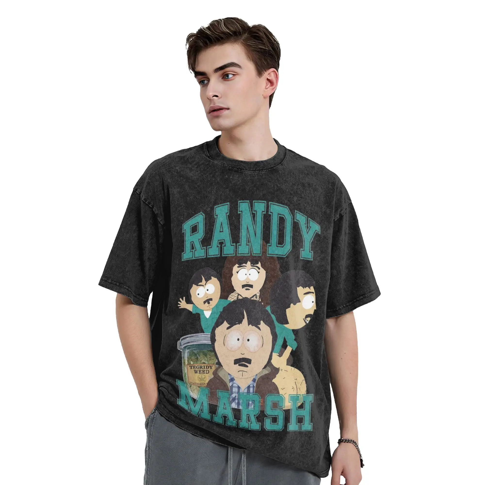 Randy Marsh Southparks T Shirts Washed Short Sleeve Harajuku T-Shirt  Vintage for Men Women Tops Streetwear Graphic Tops Tees