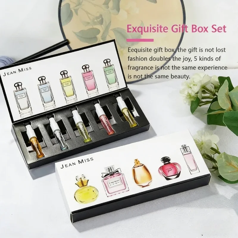 

5*3mlWomen's Perfume Set Original Fresh Long-Lasting Floral Fragrance Eau De Toilette Gift Box Five-Piece Plant-Based Collection