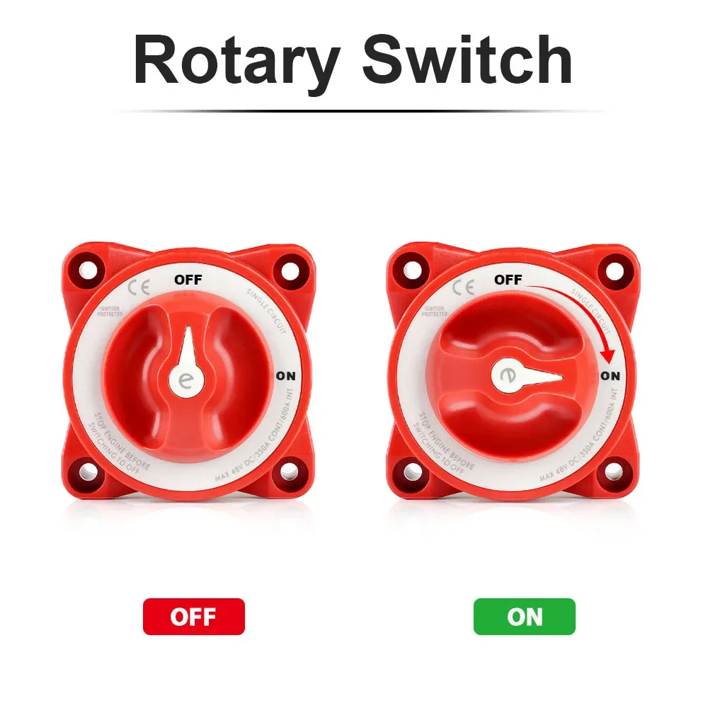 Battery Disconnect Switch Isolator Rotary Kill On Off Switch Single Circuit 48V 350A For Marine Boat Truck RV Car Accessories