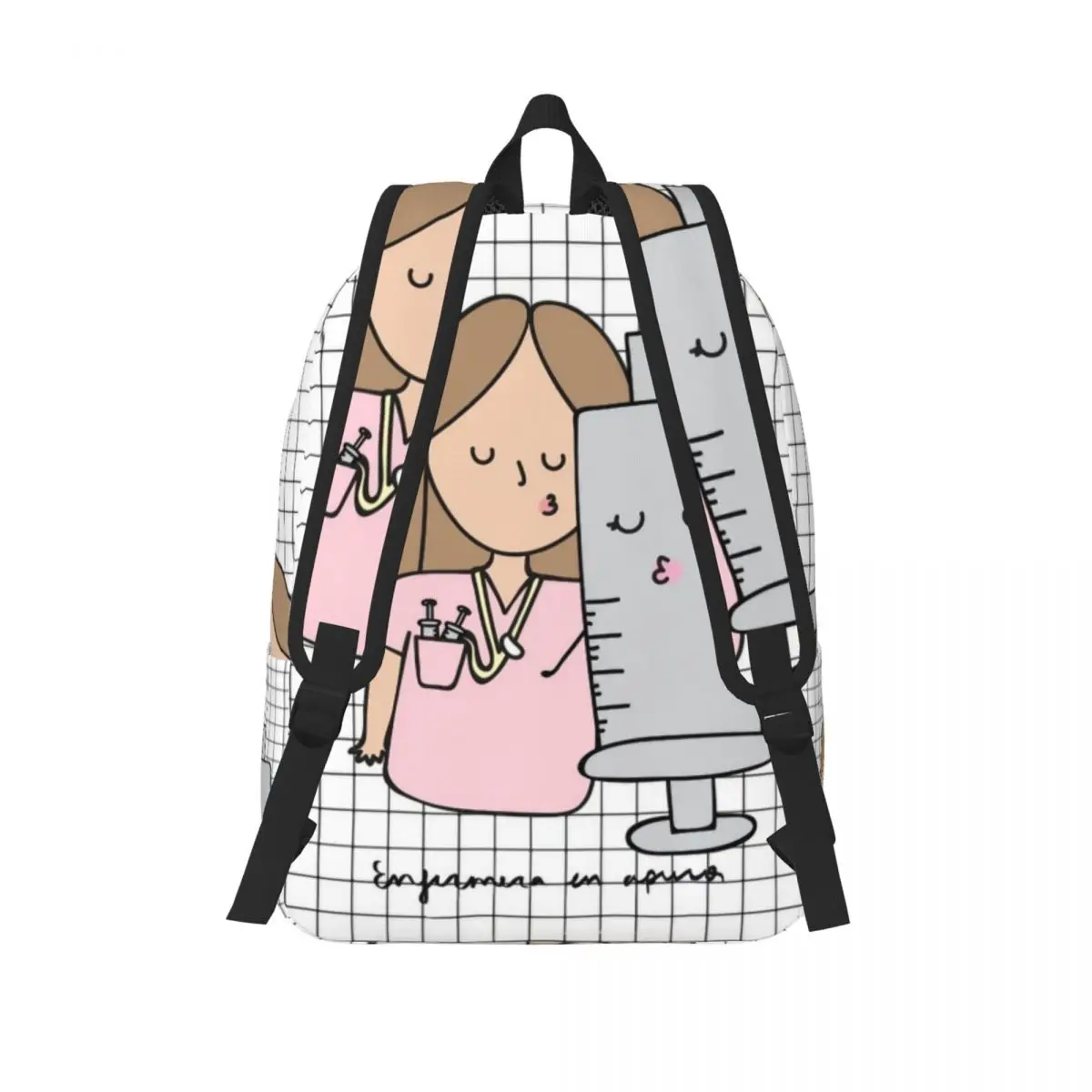 Cartoon médico e enfermeira mochila para homens e mulheres, mochila legal estudante, bolsa de ombro portátil, negócios, ao ar livre