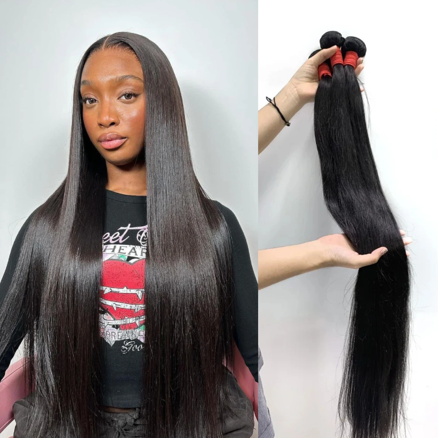 Brazilian 30 40 Inch Raw Remy Unprocessed 100% Human Hair Extensions Bone Straight 1 3 4 Bundles Double Weft Bulk Braiding Hair