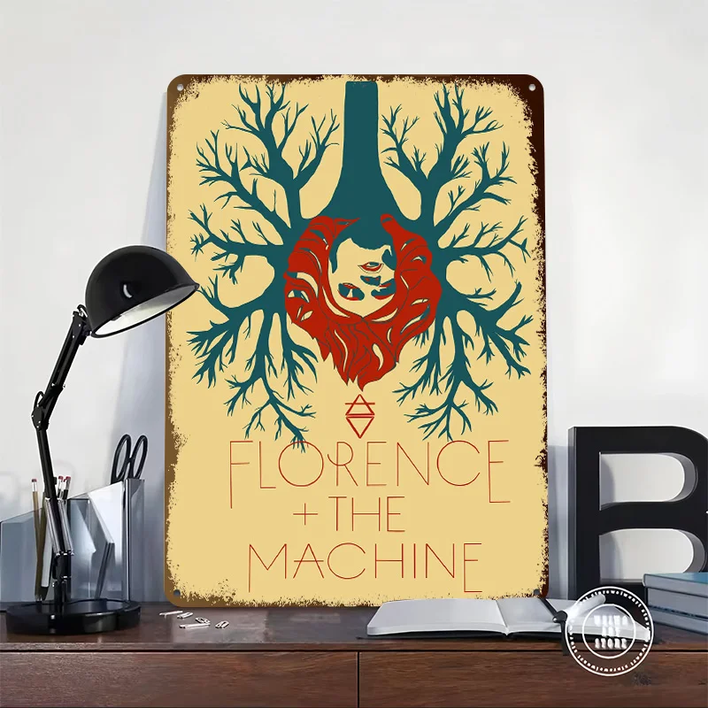 Florence + The Machine Album Art 3D Printed Texture Poster Personalized Wall Art Retro Metal Tin Signs for Luxury Home Decor
