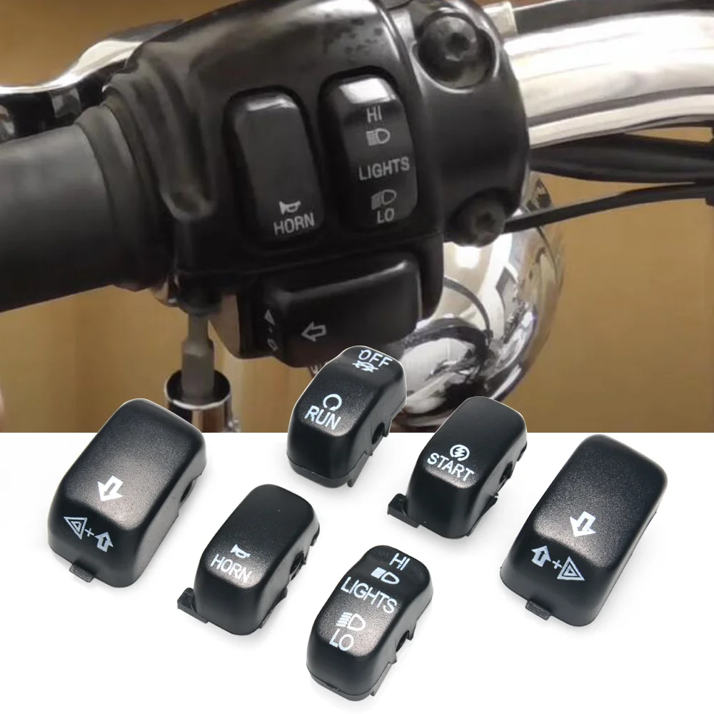 

Motorcycle Hand Control Switch Caps Button Covers Kit Fits For Harley Touring Sportster 883 Dyna Fat Boy Softail V Rod 1996-2013