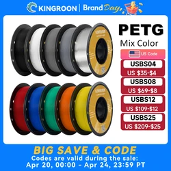 KINGROON PETG 3D Printer Filament 1.75mm 5KG 10KG Mix Color 3D Printing Material 1kg/roll  petg Plastic For FDM 3dprinter