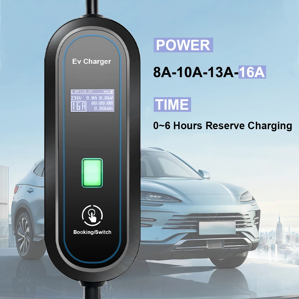 Teschev 220V 230V GBT Standard Portable EV Charger Wallbox 16A Type1 Charging Cable Type2 Cord Schuko Plug for Electric Car