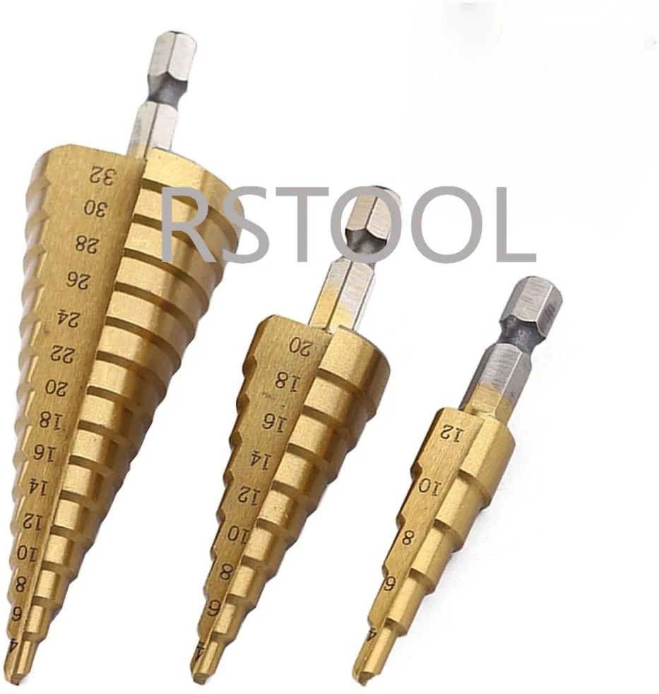 3pcs HSS punta da trapano in titanio 4-12 4-20 4-32 utensili elettrici di perforazione metallo ad alta velocità acciaio legno foro taglierina cono trapano