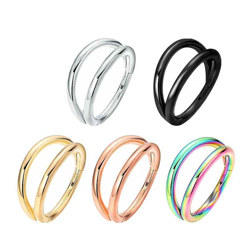 1PC Surgical Steel Nose Rings Septum Hoop Three Layers Nostril Piercing Jewelry 16G Tragus Cartilage Helix Earring For Women Men