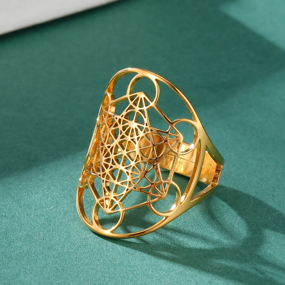 Anillo de acero inoxidable archangel Metatron con dimensiones ajustables Salomón Jewelry el secreto de la geometría del jardín carballister  Anillo de acero inoxidable de metatron,  Anillo de salomón