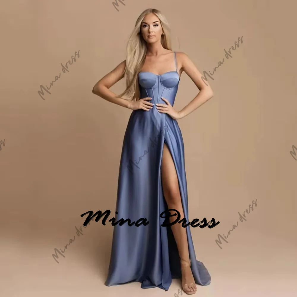 

Mina Customized Slit Spaghetti Strap Evening Gown Elegant Party Dresses Woman Elegant Formal Dresses for Women Ceremony Dress