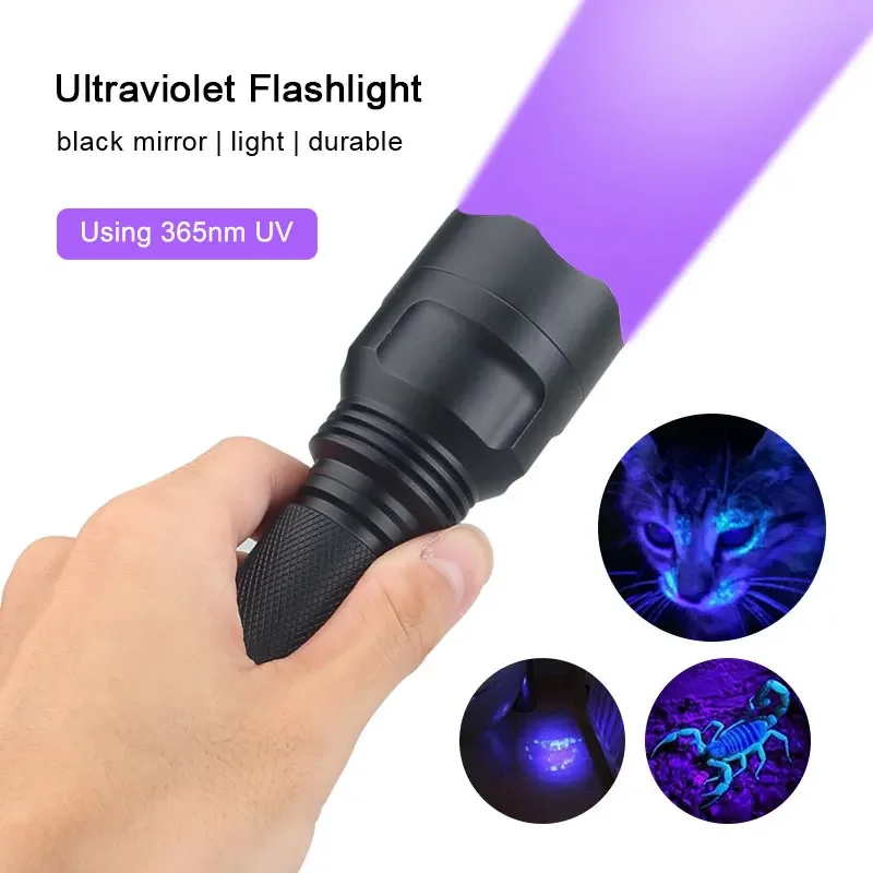 365nm Ultraviolet Flashlight Black Light Lamp Inspect Pet Urine Stains Scorpions Torch LED Violet Detection Light