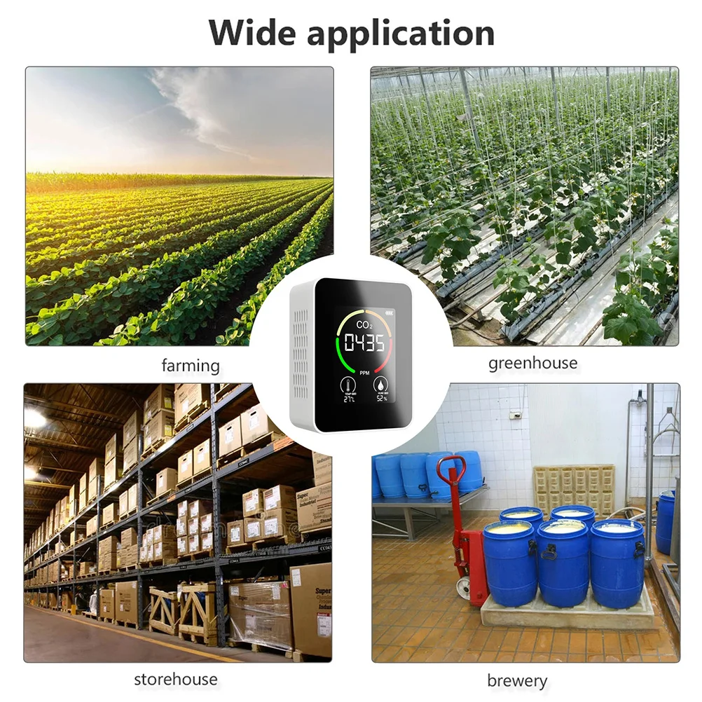 

1 set 1 Set Air Quality Monitor Co2 Meter Temperature Humidity Gas Analyzer Lcd Display Portable For Home Greenhouse Lab Use