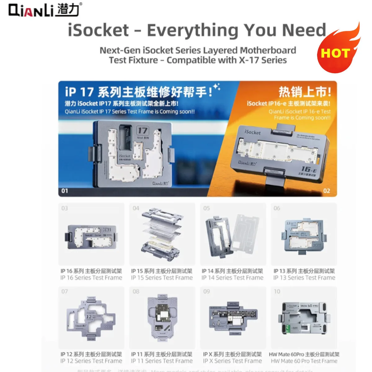 

QIANLI iSocket 4IN1 для iPhone X 11 12 13 14 15 16 17 Pro Max Приспособление для тестирования материнской платы Двухъярусный тестер функций материнской платы