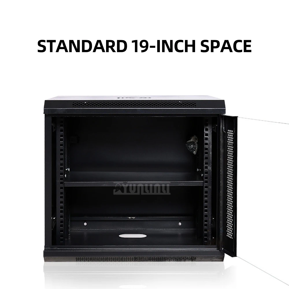 Wall-Mounted Small Cabinet for Routers and Switches, 0.45-meter Wall-Mounted Network Cabinet, 19-inch, Black