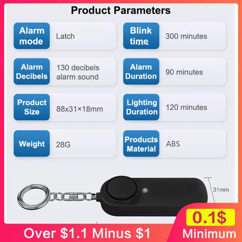 New Personal Alarm 130db Emergency Alarm For Girl Child Women Anti-wolf Alert Self Defense Alarm Convenient  Carry Alarm 130db