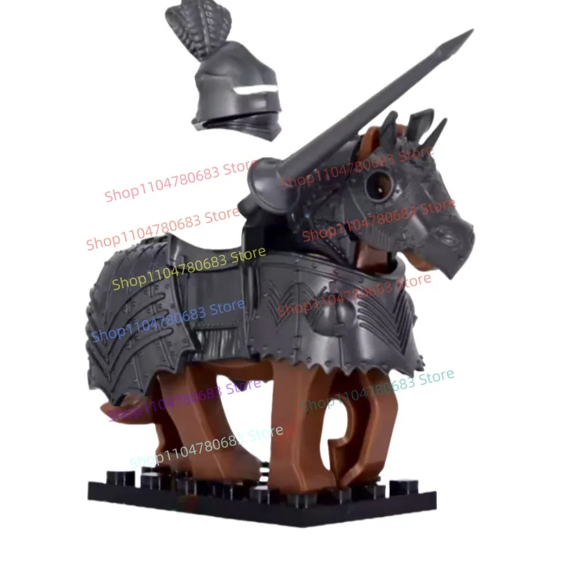 

Строительные блоки MOC, мини-фигурка, набор рыцаря, сборная модель, орнамент, доспехи, боевая лошадь, аксессуары, хобби, коллекционная игрушка в подарок