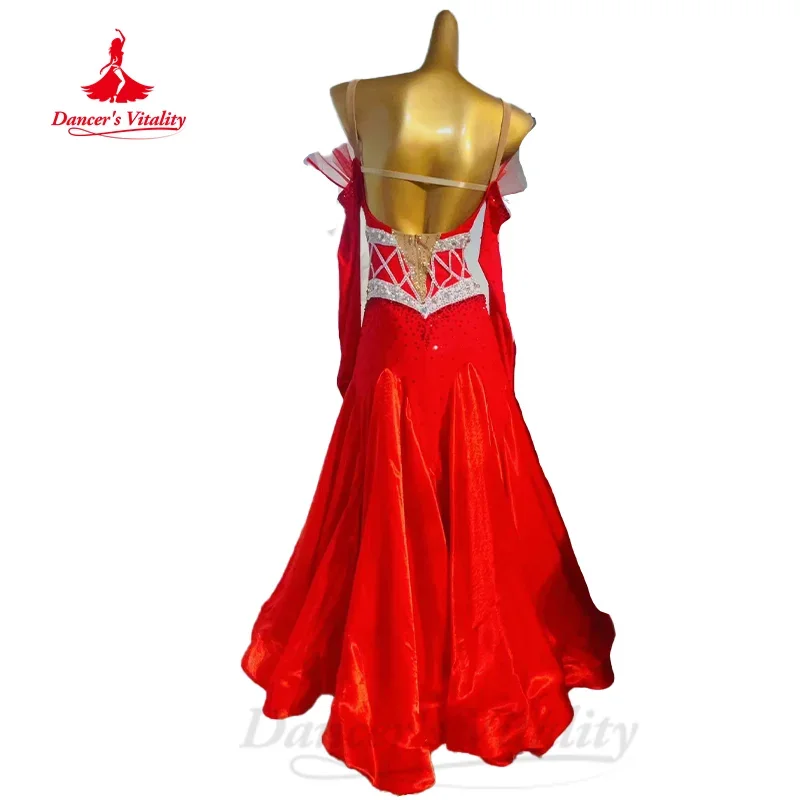 Ballroom Dancing Costume for Women Customized Senior AB Stones Sexy Backless Fishtail Dress Modern Dance Performance Costumes