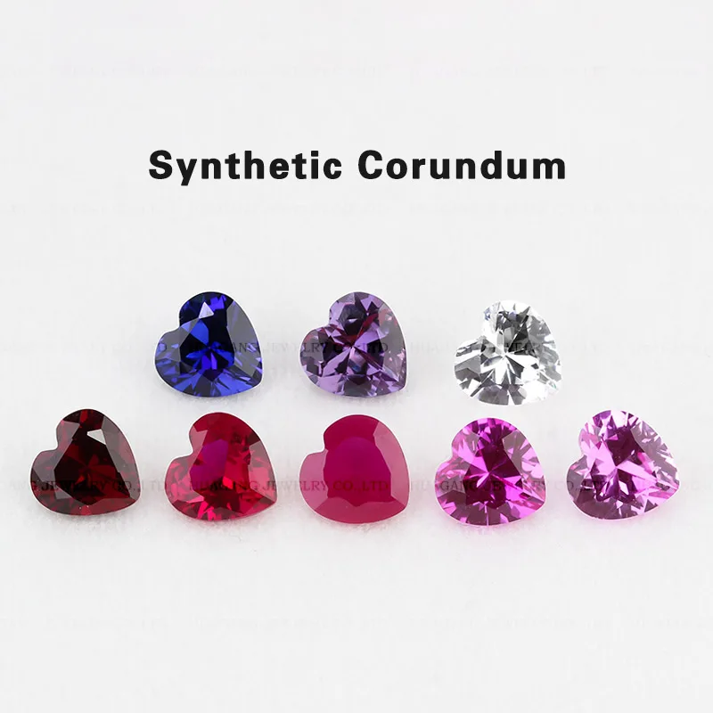 Heart Shape 3# 5# 8# 2# 34# Synthetic Corundum Rose Red white Royal Blue Multiple Colors Stone Gemstone For Jewelry