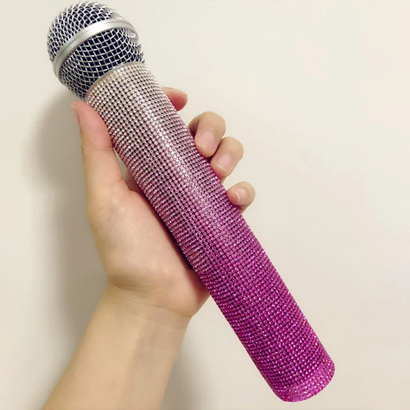 New Diamond Bling Microphone Accessories Handle Cover Mic Sleeve Protector Shiny Microphone Case For Stage KTV Microphone Cover