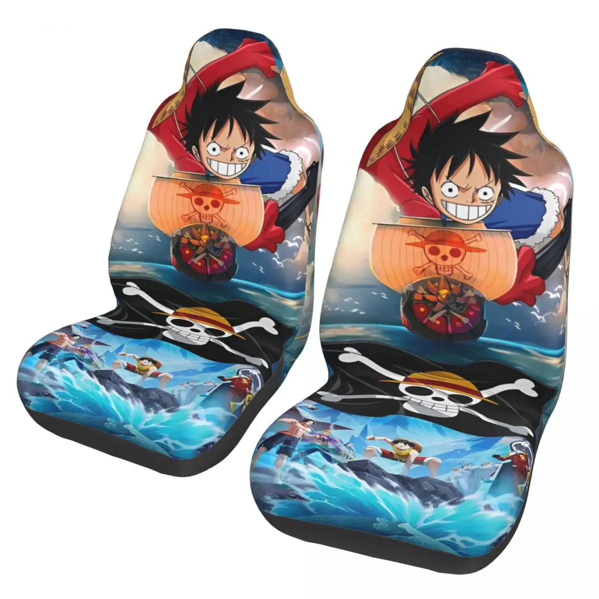 

Универсальные чехлы для автомобильных сидений One Piece The Straw Hat Crew, подходят для всех типов моделей, износостойкие, из фиброволокна