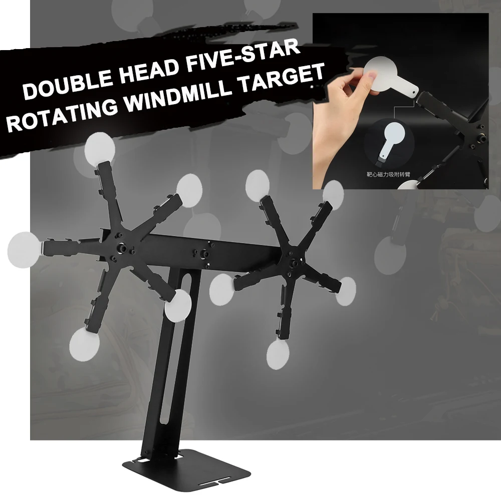 Tactical Rotating Target Double-Head Windmill Target Three Star magnetic adsorption Metal Stand for Dynamic Shooting Training