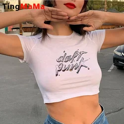 Daft Punk tshirt clothes female white harajuku grunge y2k clothes kawaii t-shirt graphic tees women