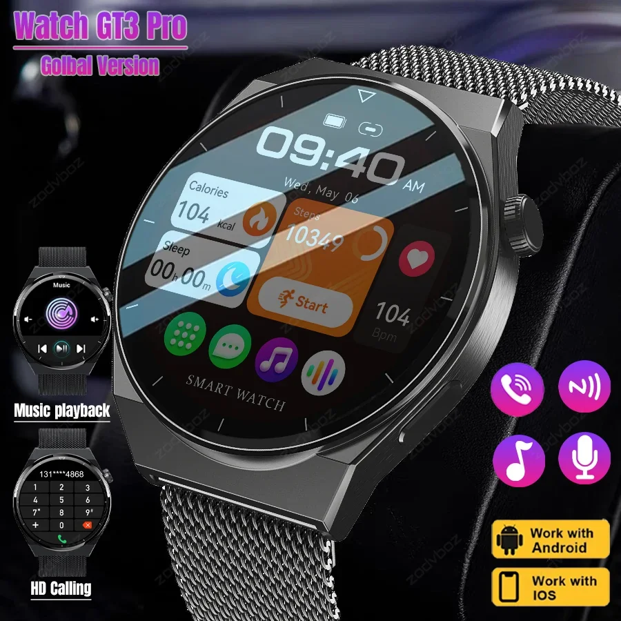 For Huawei GT3 Pro NFC Smart Watch Men AMOLED HD Screen Bluetooth Call Sport Watches Health Monitor IP68 Waterproof Smartwatch