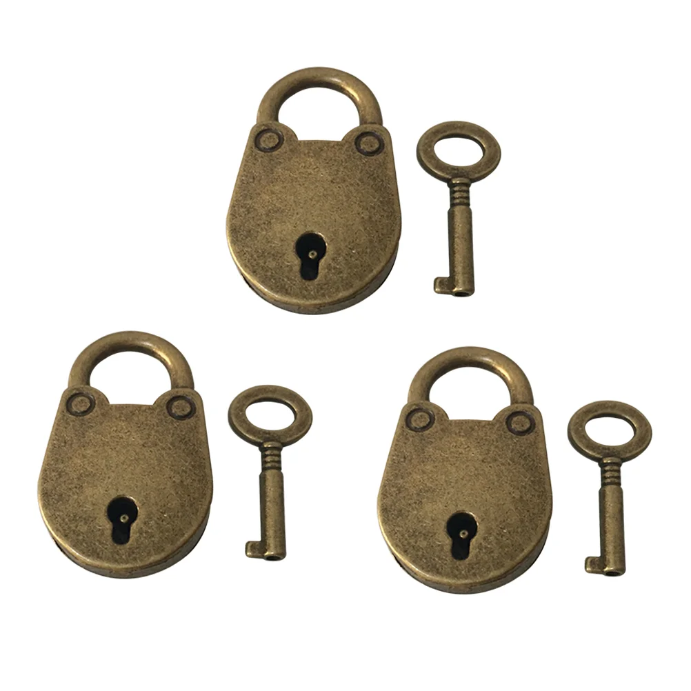 3 Pcs Archaize Lock Padlock Key Bolts Ring Latch Bolts-clipping to Clamp