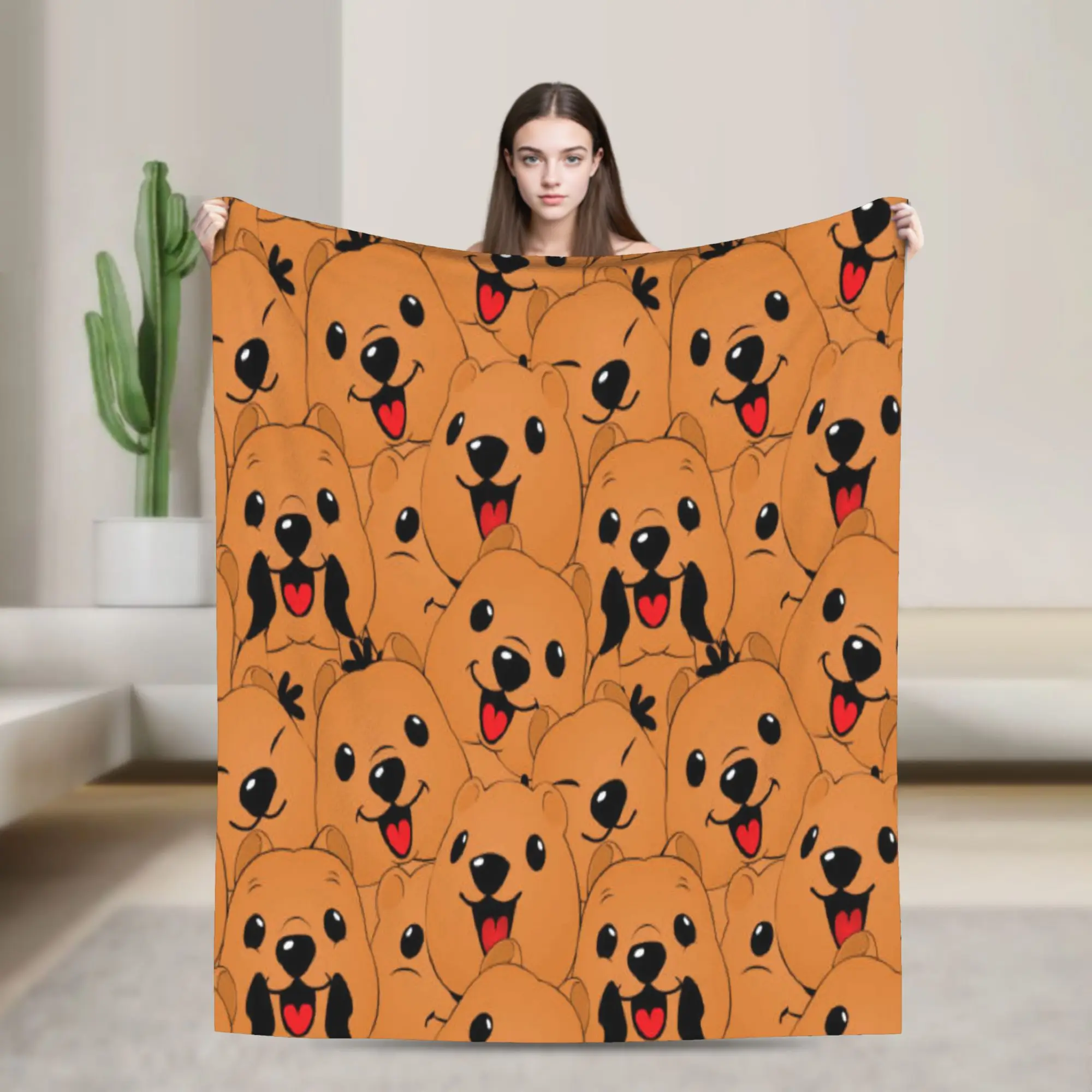 Cute Quokka Animal Cartoon Flannel Blanket Winter  Soft Durable Throw Blanket for Kids Living Room Bedspread Sofa Bed Cover