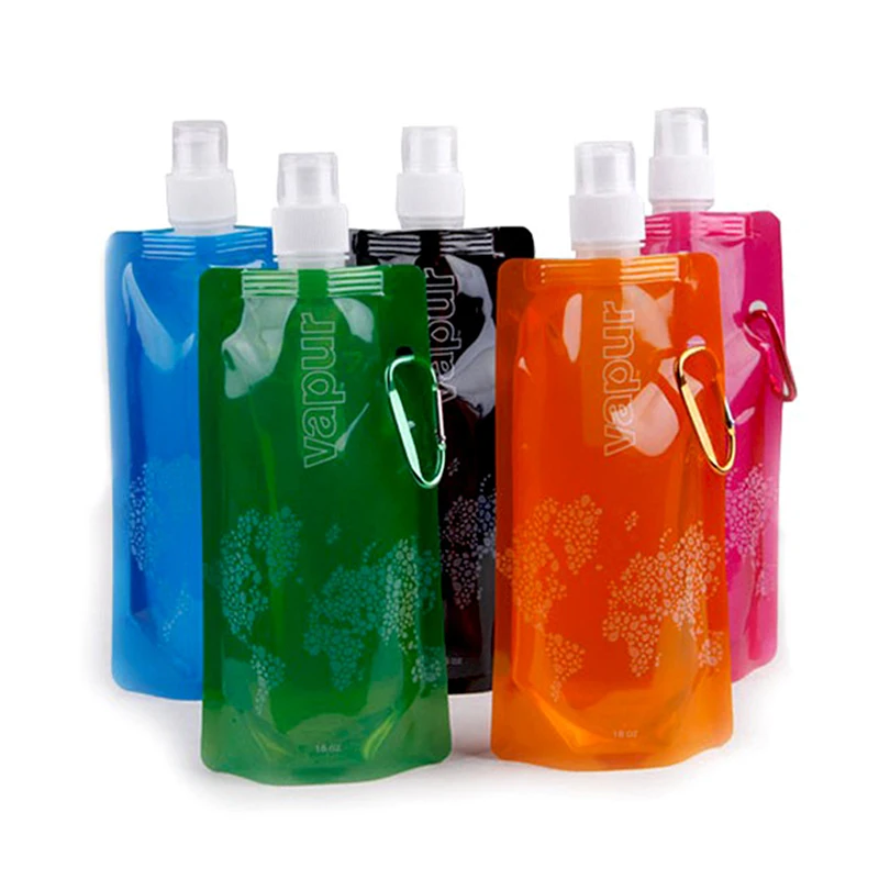 480ml Portable Foldable Water Bag Soft Flask Bottle Outdoor Sports Cycling Hiking Camping Water Bag Folding Water Bucket