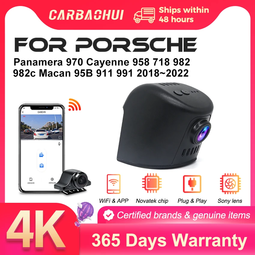 4K Easy to install Car DVR Video Recorder Dash Cam For Porsche Panamera 970 Cayenne 958 718 982 982c Macan 95B 911 991 2018~2022