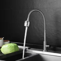 Brushed stainless steel single cooling universal tube kitchen wall type with shower head balcony rotating faucet