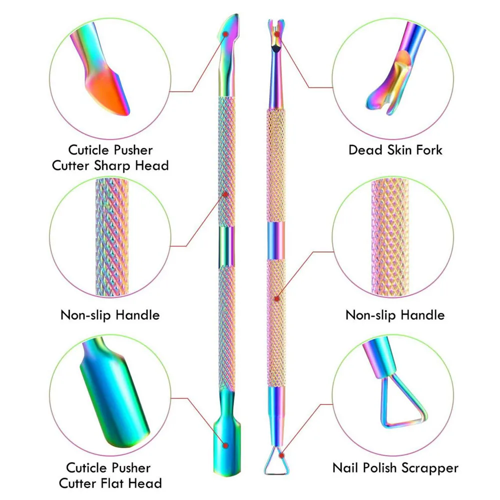 3 Pz/set In Acciaio Inox Taglierina Per Cuticole Forbice Tronchesi Doppio-end Spingipelle Kit di Rimozione Della Pelle Morta Manicure Strumenti di Pedicure