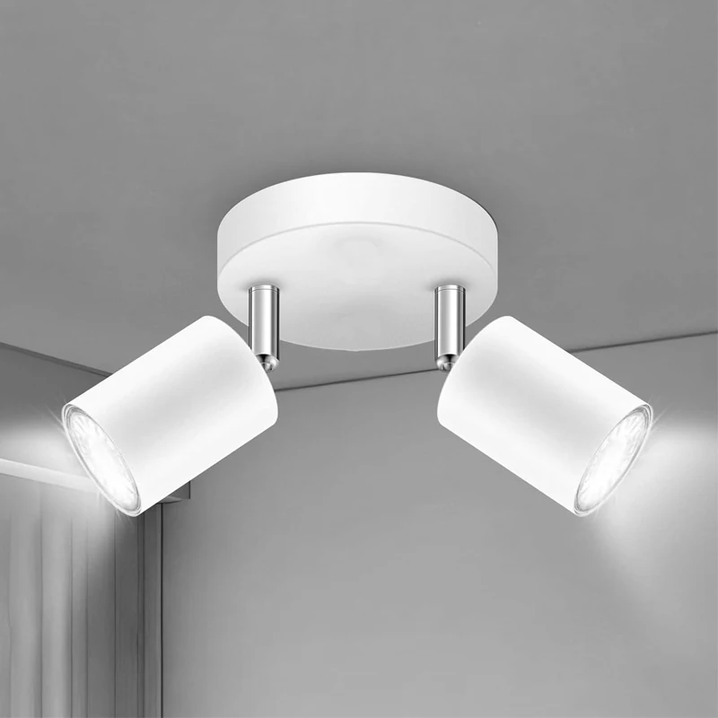 مصباح سقف LED حديث - 350 °   مصباح حائط مزدوج GU10 قابل للدوران، أسود (موفر للطاقة) للممر وغرفة المعيشة وغرفة النوم والمطبخ