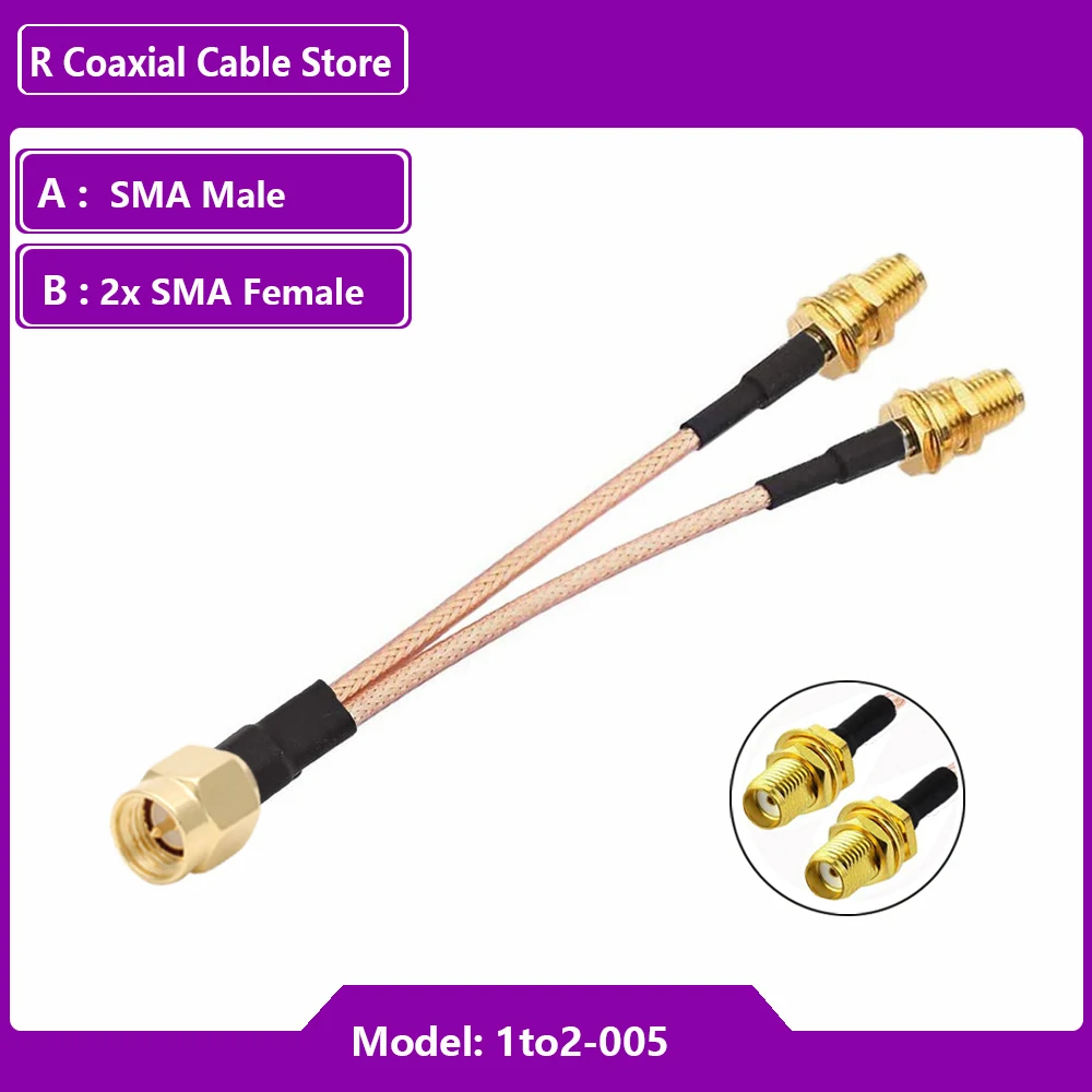 RP SMA Female to 2xSMA Male Connector Antenna Extension Cable Splitter Y Type RG316 Cable Pigtail for HUAWEI ZTE 3G 4G 5G Modem