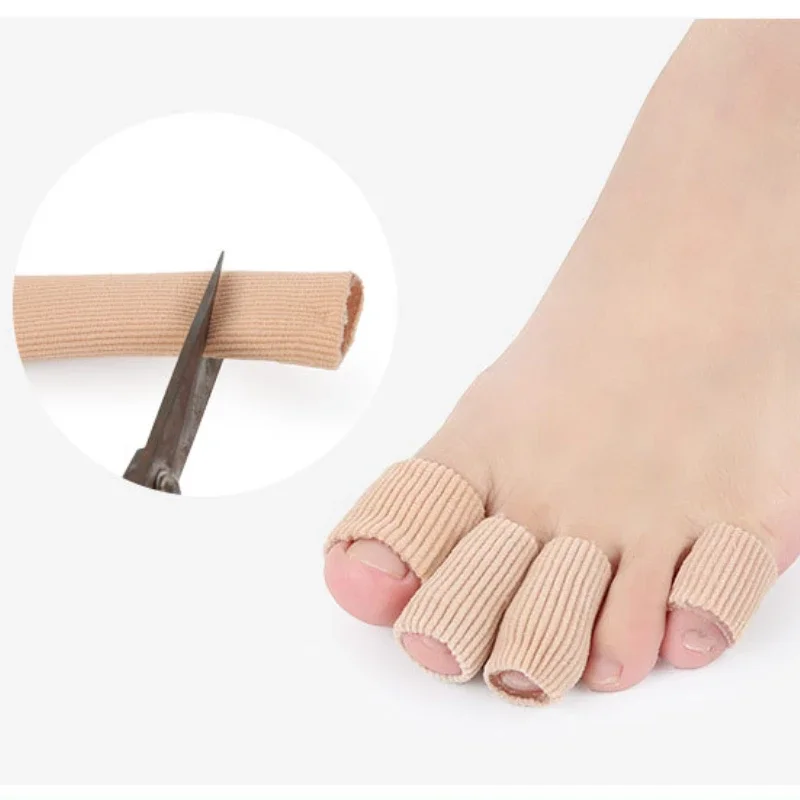 1개 실리콘 커버 절단된 천 소재 발가락 분리기 스페이서 튜브 슬리브 캡 외반증 교정기 망치형 보호대 손가락 발 관리 페디큐어