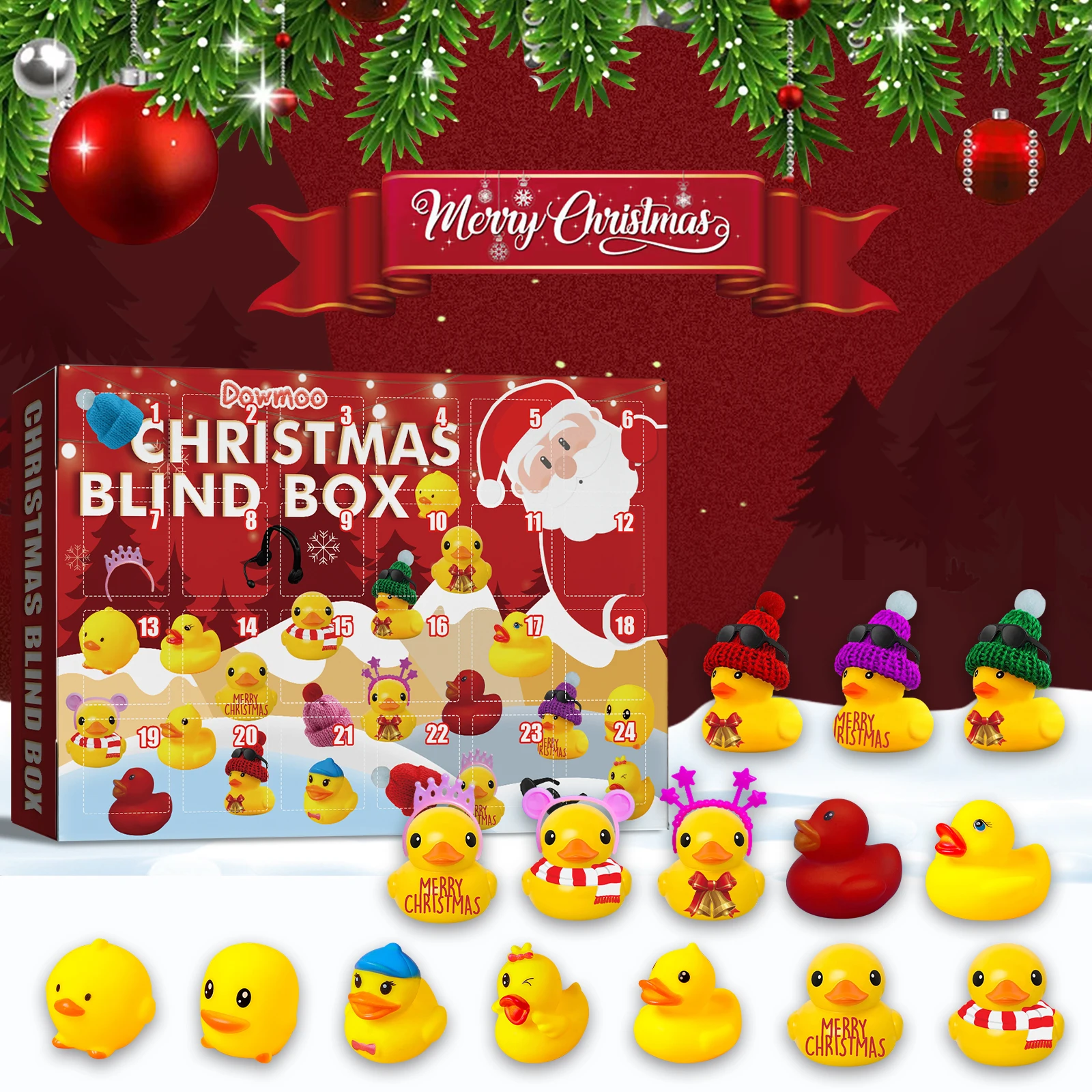 

24 Square Yellow Duck Blind Box, Christmas Rubber Yellow Duck Decoration, Cartoon Gift Ducklings, Toys For Children And Pets