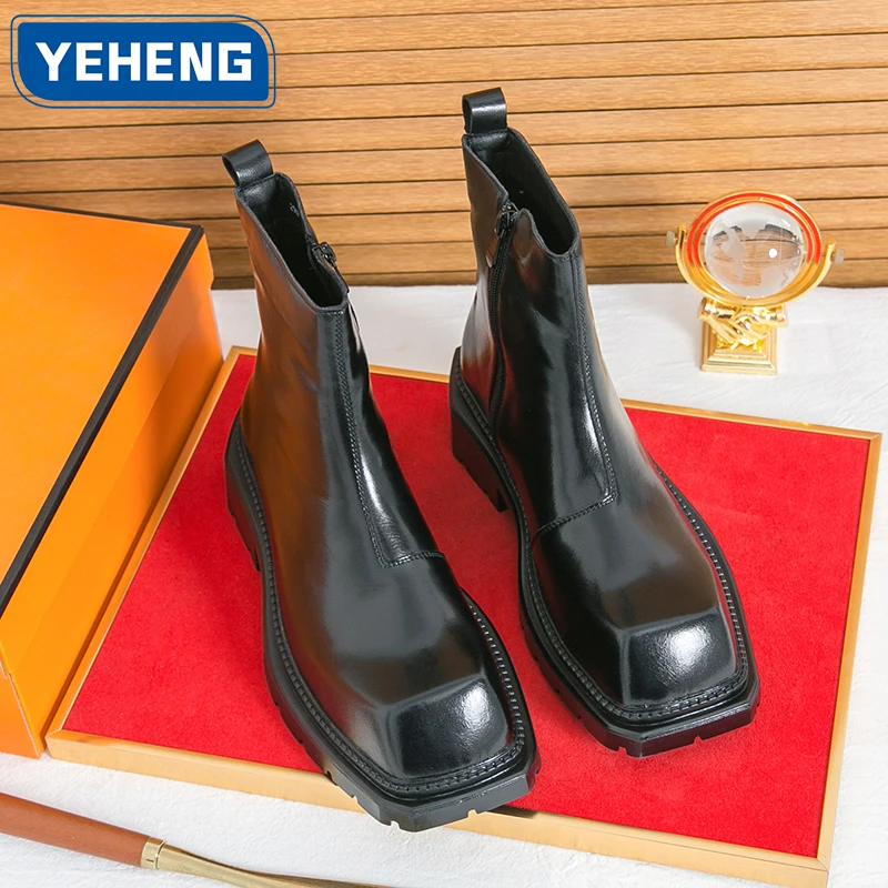 

Брендовые мужские деловые кожаные ботинки «Челси», дизайнерские противоскользящие модные мотоциклетные ботинки на толстой подошве для тренировок на открытом воздухе, социальные ботинки