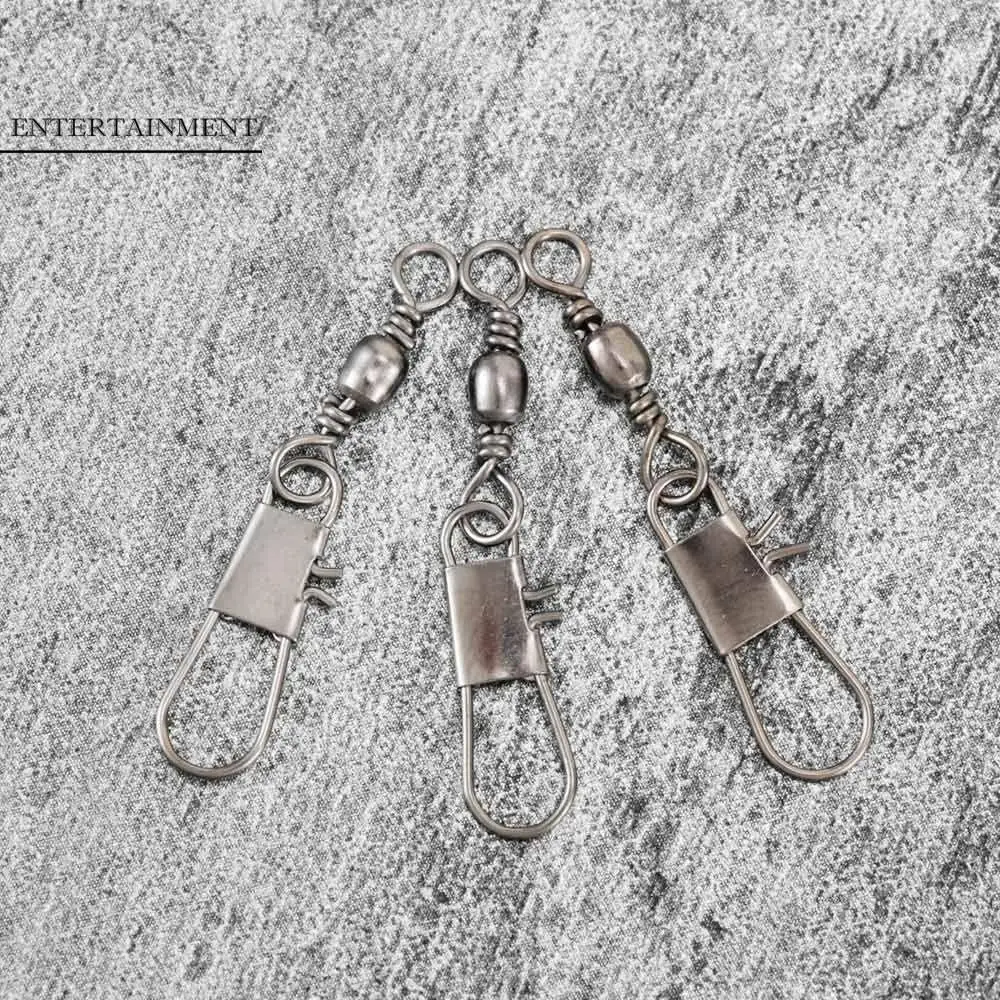 

Fishing Hook Fish Tackle Accessories with Interlock Snap Ball Barrel Swivel Pin Fishing Connector Link Solid Rings