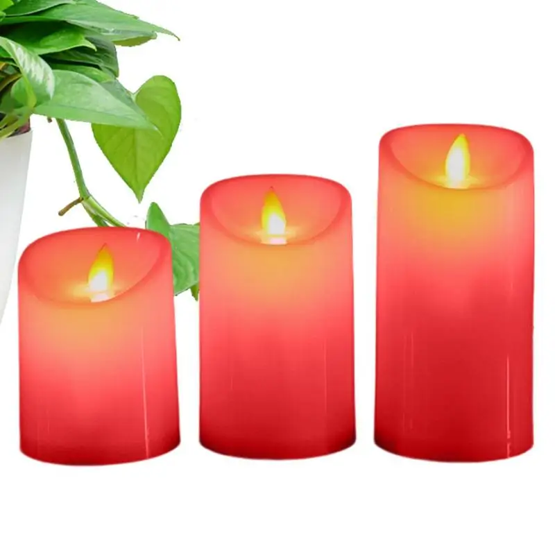 

Battery Operated Candles Realistic Flameless Candle Light Set Romantic Battery Powered Fake Candles 3pcs Electric LED Candles