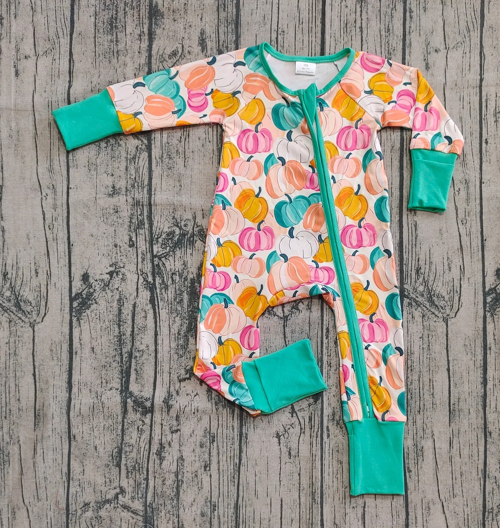 

Wholesale Newborn Coverall Kids Green Zipper Bodysuit Baby Toddler Thanksgiving Fall Jumpsuit Girl Children Pumpkins New Romper