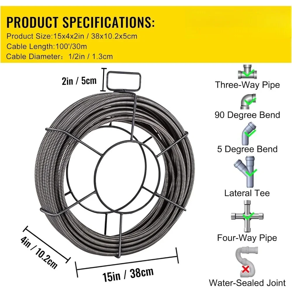Cable de limpieza de drenaje, negro