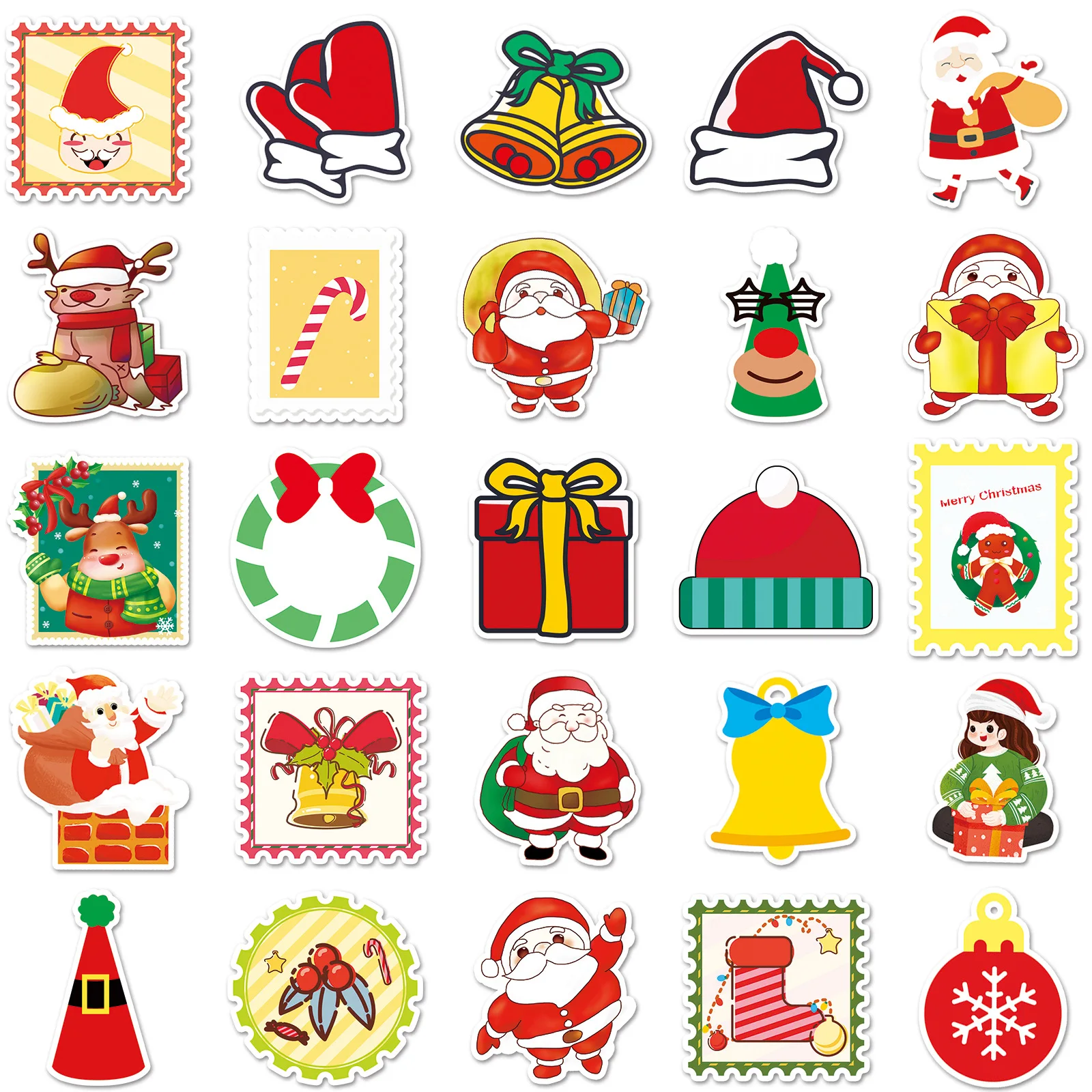 50/30/10PCS Popular Christmas Stickers Diy Children‘s Handbook Creative Personality Cartoon Cute Santa Claus Graffiti Stickers