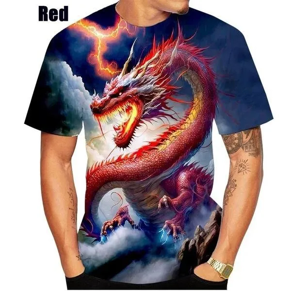 Hot Sale New Fashion Chinese Dragon Men Women Spring Summer 3D Printed Short Sleeves Casual Fashion Round Neck T-Shirt