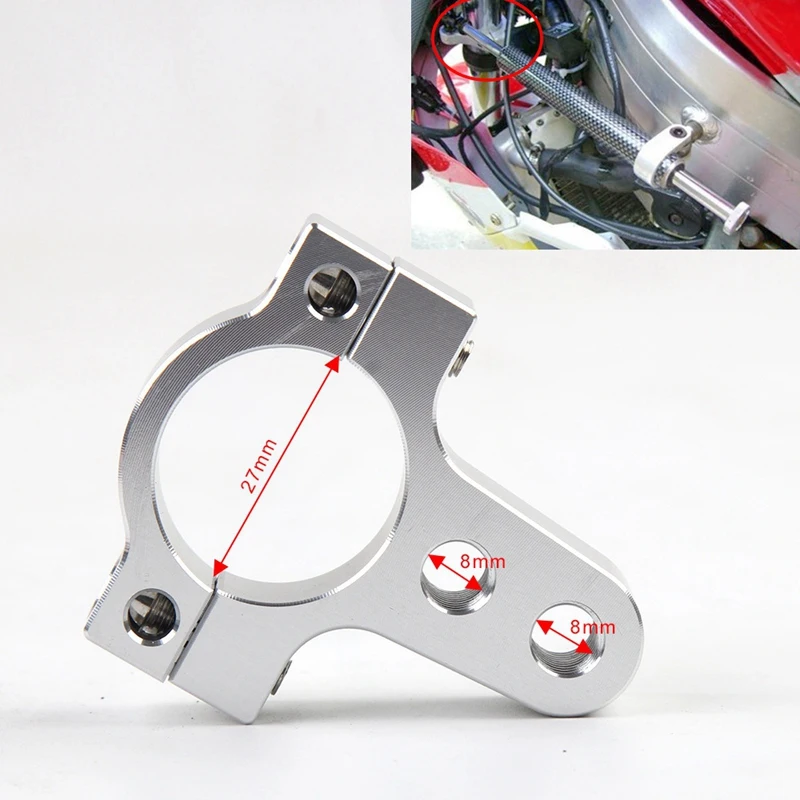 2 Pcs 27Mm Aluminum Steering Damper Fork Frame Mounting Clamp Bracket Foot Fixer For Motorcycle Bike Modification Silver