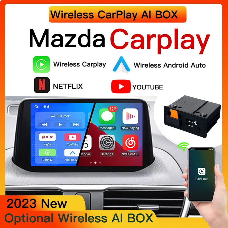 Обновленный беспроводной адаптер CarPlay для Android Auto Mazda 3 6 2 CX3 CX5 CX8 CX9 MX5 Miata P2 P3 TK78669U0C USB-концентр...