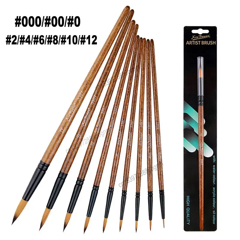 #000 #00 #0 #2 #4 #6 #8 #10 #12 Nylon Hair Fineliner Pen Painting Brush For Art Drawing Acrylic Oil Watercolor Gouache Fine Line